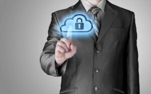 Secure Online Cloud Computing Concept with business man